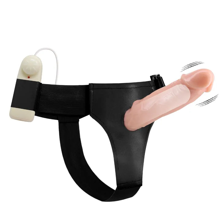 Vibrating Hollow Strap-On Dildo with Adjustable Harness