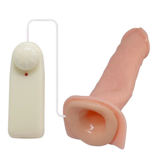 "Vibrating Hollow Strap-On Dildo with Wired Remote Control"