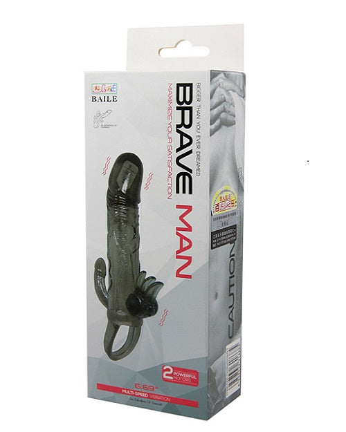 penis sleeve extender vibrator - clear black