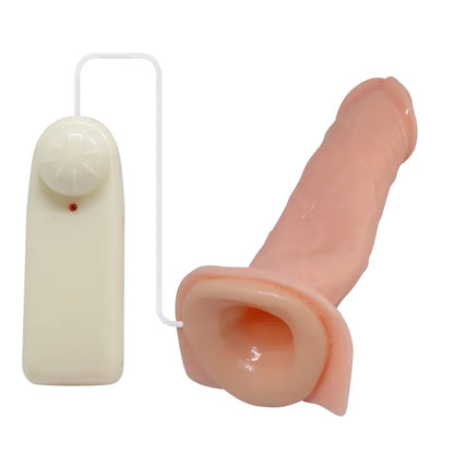 "Vibrating Hollow Strap-On Dildo with Wired Remote Control"

