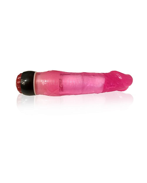 Vibrating slim 10 inch jelly dildo pink