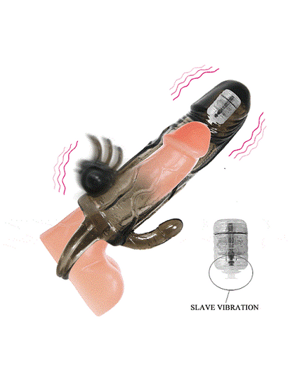 penis sleeve extender vibrator - clear black | Buy Now penis sleeve