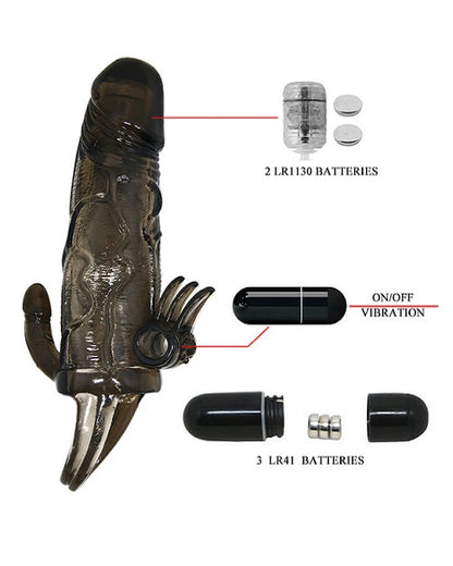 penis sleeve extender vibrator - clear black | Buy Now penis sleeve