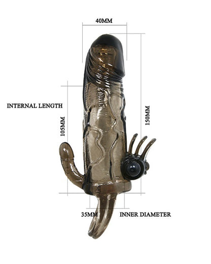penis sleeve extender vibrator - clear black | Buy Now penis sleeve