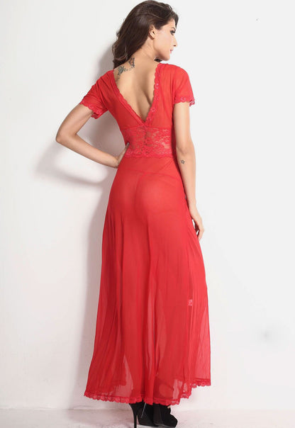 Red Floral Night Gown