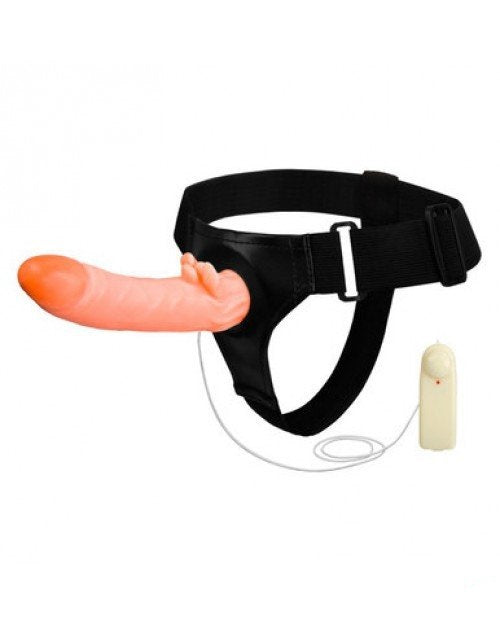 "Strap on dildo with hallow pocket pussy vibrator "