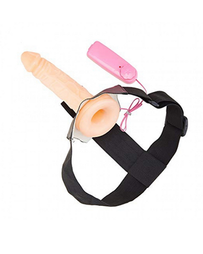 Hollow Vibrating Strap On Dildo with Balls